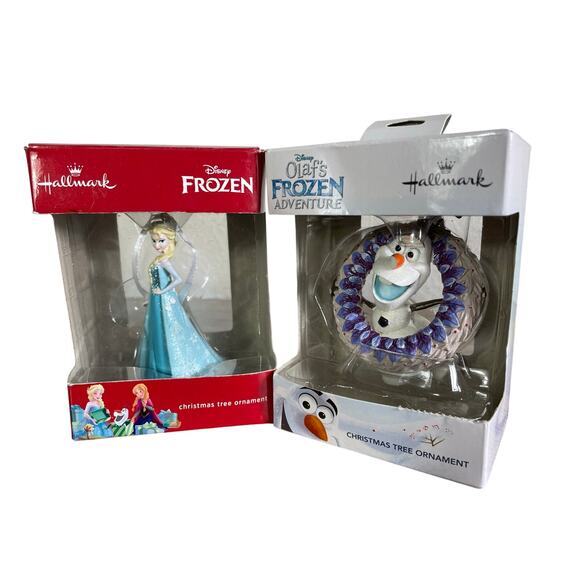 Hallmark Disney Frozen & Olafâs Frozen Adventure Christmas Ornaments Set - Picture 1 of 11